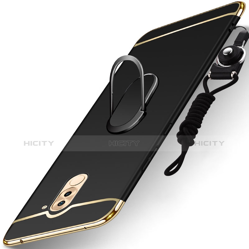 Coque Bumper Luxe Metal et Plastique Etui Housse avec Support Bague Anneau et Laniere pour Huawei Honor 6X Plus