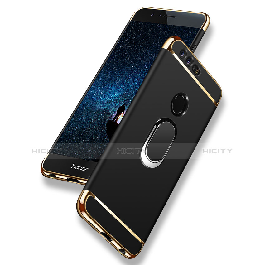 Coque Bumper Luxe Metal et Plastique Etui Housse avec Support Bague Anneau et Laniere pour Huawei Honor 8 Plus