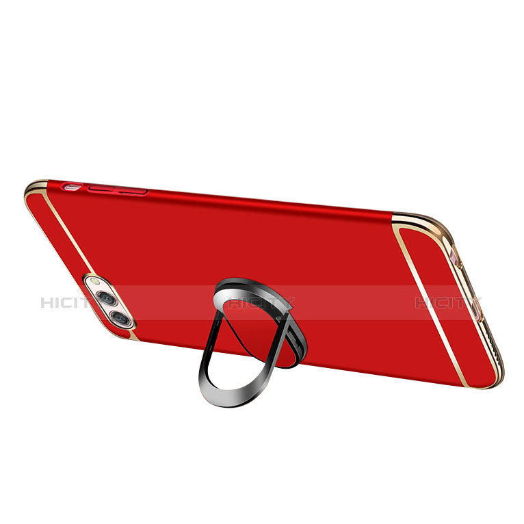 Coque Bumper Luxe Metal et Plastique Etui Housse avec Support Bague Anneau et Laniere pour Huawei Honor V10 Plus