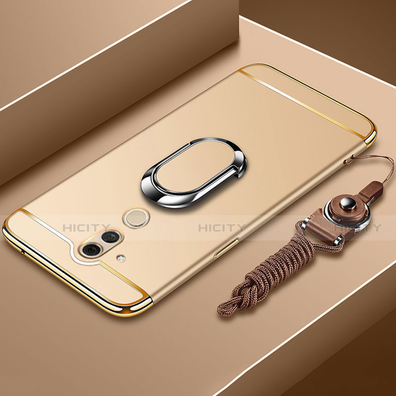 Coque Bumper Luxe Metal et Plastique Etui Housse avec Support Bague Anneau et Laniere pour Huawei Mate 20 Lite Plus