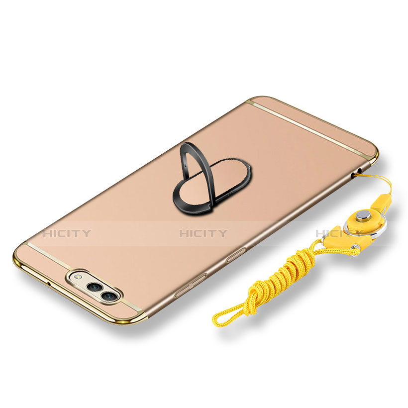 Coque Bumper Luxe Metal et Plastique Etui Housse avec Support Bague Anneau et Laniere pour Huawei Nova 2S Or Plus