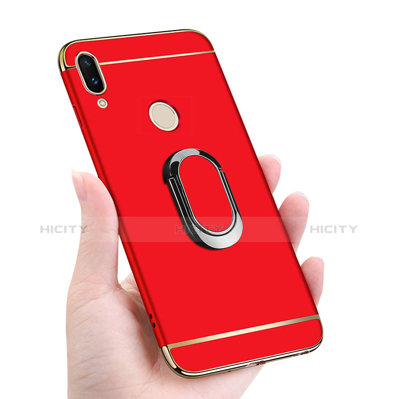 Coque Bumper Luxe Metal et Plastique Etui Housse avec Support Bague Anneau et Laniere pour Huawei Nova 3e Plus