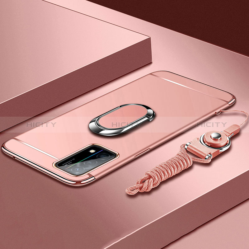 Coque Bumper Luxe Metal et Plastique Etui Housse avec Support Bague Anneau et Laniere pour Oppo K9 5G Plus