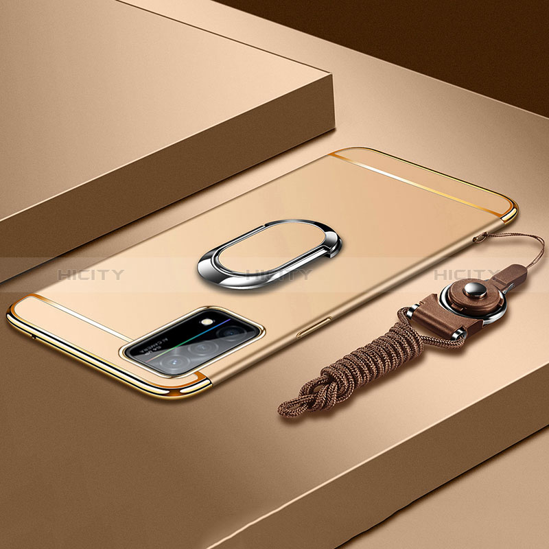 Coque Bumper Luxe Metal et Plastique Etui Housse avec Support Bague Anneau et Laniere pour Oppo K9 5G Plus