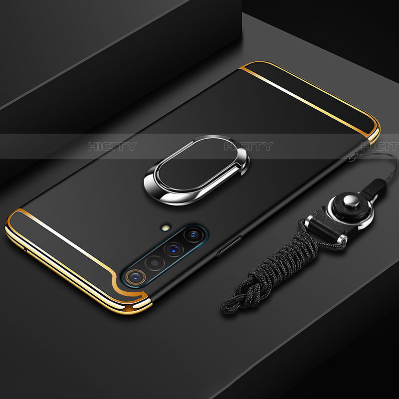 Coque Bumper Luxe Metal et Plastique Etui Housse avec Support Bague Anneau et Laniere pour Realme X50t 5G Plus