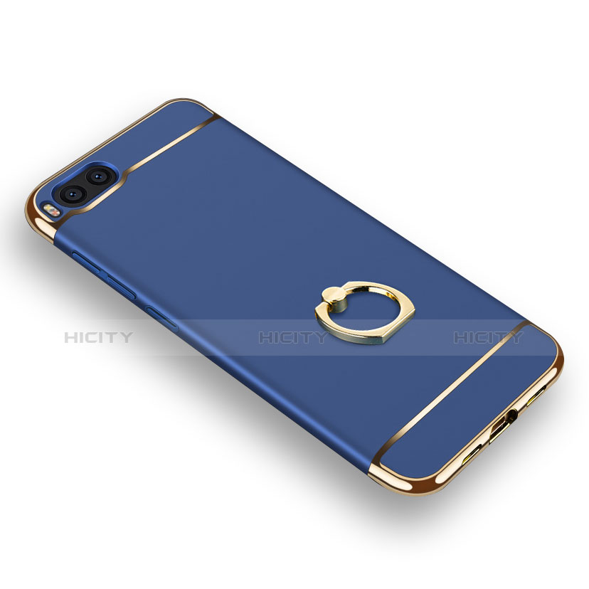 Coque Bumper Luxe Metal et Plastique Etui Housse avec Support Bague Anneau et Laniere pour Xiaomi Mi Note 3 Bleu Plus