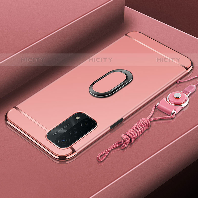 Coque Bumper Luxe Metal et Plastique Etui Housse avec Support Bague Anneau P01 pour OnePlus Nord N200 5G Or Rose Plus