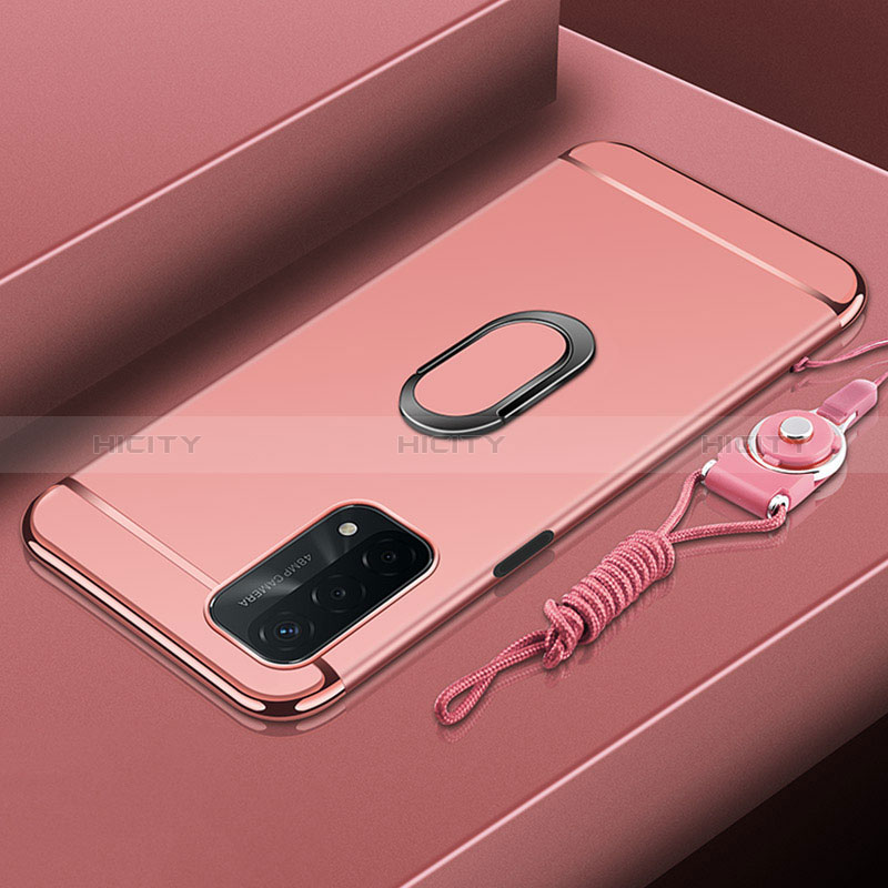 Coque Bumper Luxe Metal et Plastique Etui Housse avec Support Bague Anneau P01 pour Oppo A54 5G Or Rose Plus