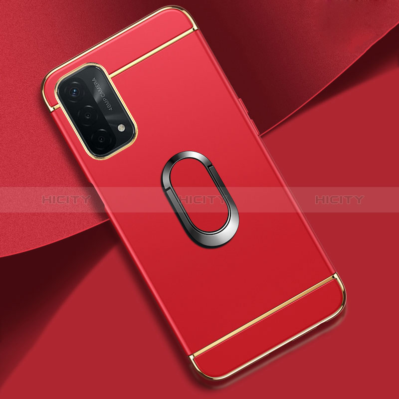 Coque Bumper Luxe Metal et Plastique Etui Housse avec Support Bague Anneau P02 pour Oppo A54 5G Rouge Plus