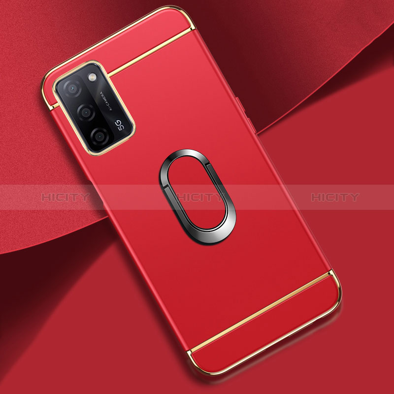 Coque Bumper Luxe Metal et Plastique Etui Housse avec Support Bague Anneau P02 pour Oppo A56 5G Rouge Plus