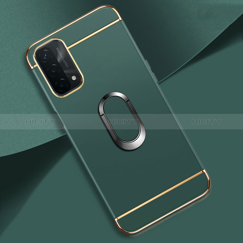 Coque Bumper Luxe Metal et Plastique Etui Housse avec Support Bague Anneau P02 pour Oppo A74 5G Vert Nuit Plus