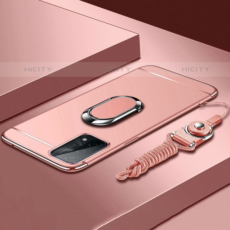 Coque Bumper Luxe Metal et Plastique Etui Housse avec Support Bague Anneau P03 pour OnePlus Nord N200 5G Or Rose Plus