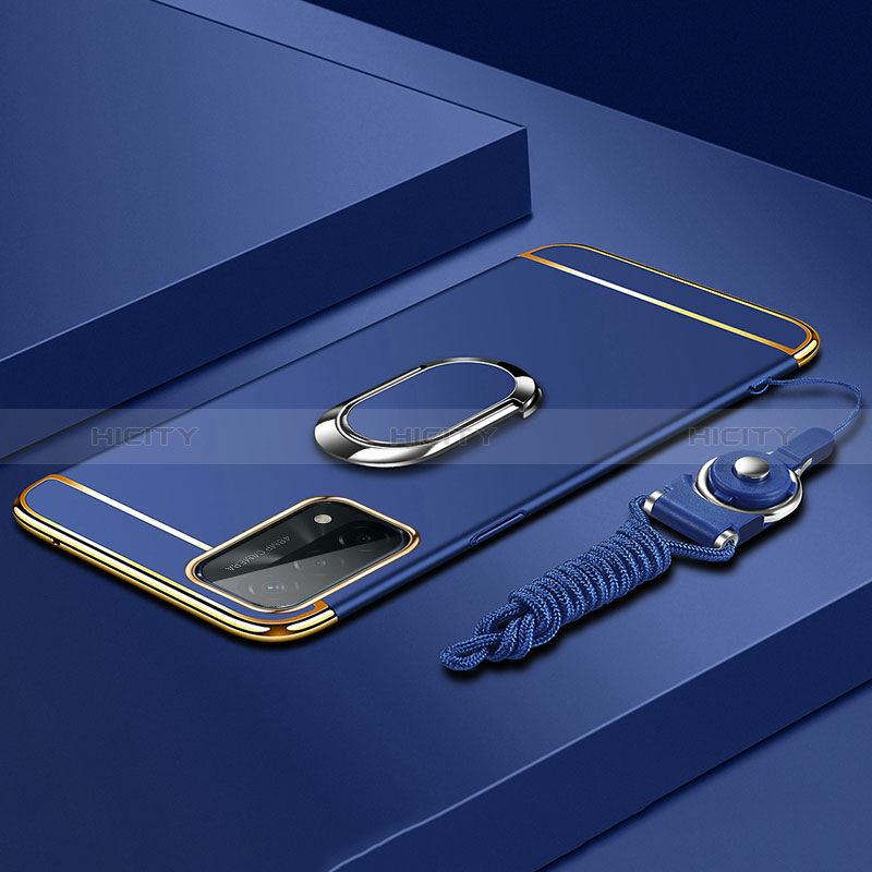 Coque Bumper Luxe Metal et Plastique Etui Housse avec Support Bague Anneau P03 pour Oppo A74 5G Bleu Plus