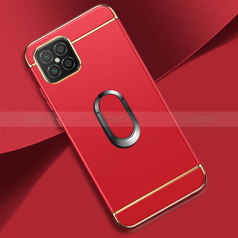 Coque Bumper Luxe Metal et Plastique Etui Housse avec Support Bague Anneau pour Huawei Nova 8 SE 4G Rouge Plus