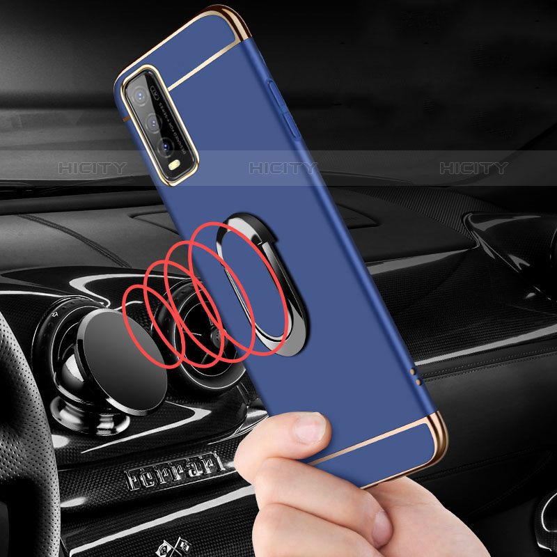 Coque Bumper Luxe Metal et Plastique Etui Housse avec Support Bague Anneau pour Vivo Y50t Plus