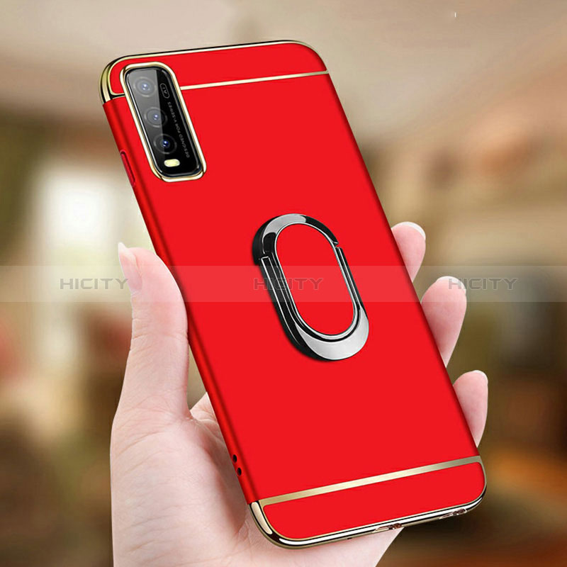 Coque Bumper Luxe Metal et Plastique Etui Housse avec Support Bague Anneau pour Vivo Y51s 5G Plus