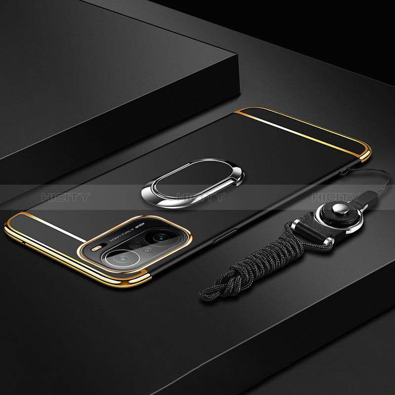 Coque Bumper Luxe Metal et Plastique Etui Housse avec Support Bague Anneau pour Xiaomi Mi 11X 5G Noir Plus
