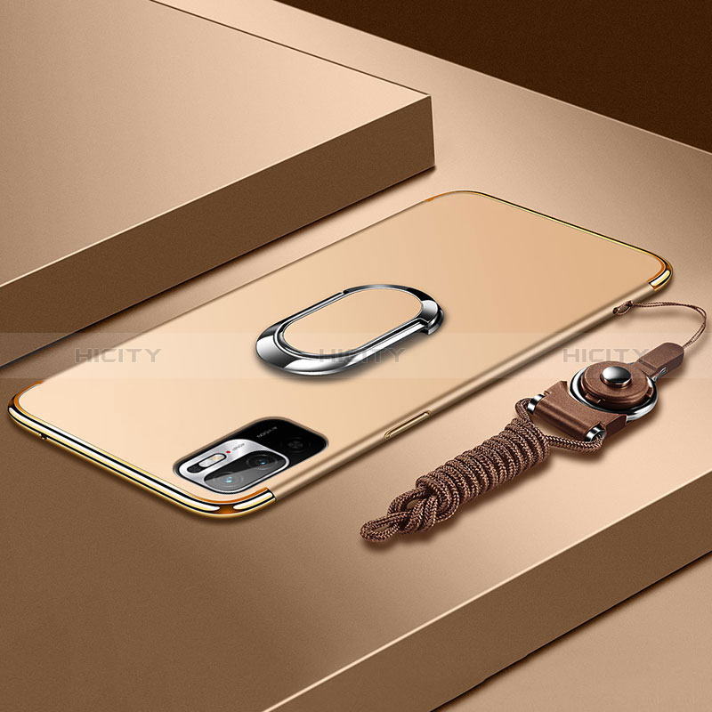 Coque Bumper Luxe Metal et Plastique Etui Housse avec Support Bague Anneau pour Xiaomi POCO M3 Pro 5G Or Plus