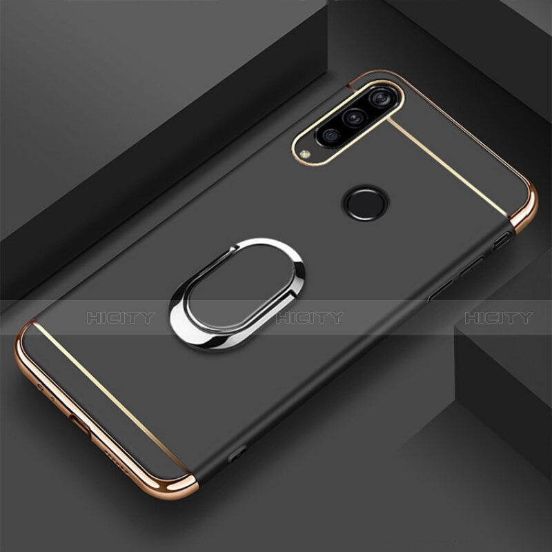 Coque Bumper Luxe Metal et Plastique Etui Housse avec Support Bague Anneau T01 pour Huawei Honor 20 Lite Noir Plus