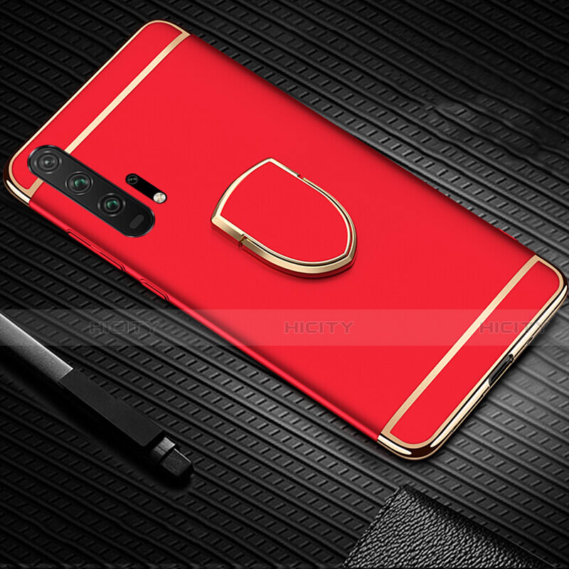 Coque Bumper Luxe Metal et Plastique Etui Housse avec Support Bague Anneau T01 pour Huawei Honor 20 Pro Rouge Plus