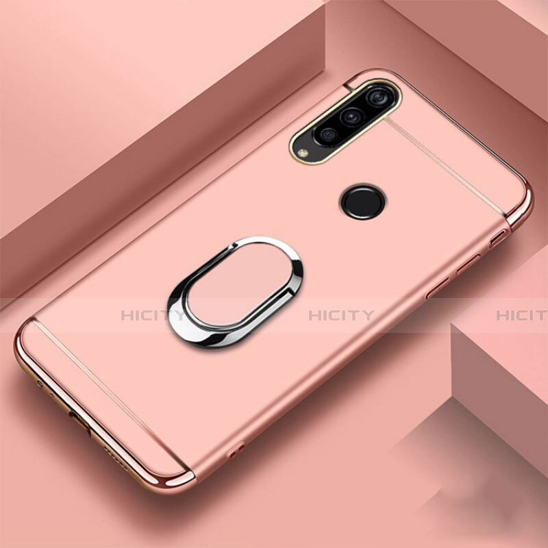 Coque Bumper Luxe Metal et Plastique Etui Housse avec Support Bague Anneau T01 pour Huawei Honor 20E Or Rose Plus