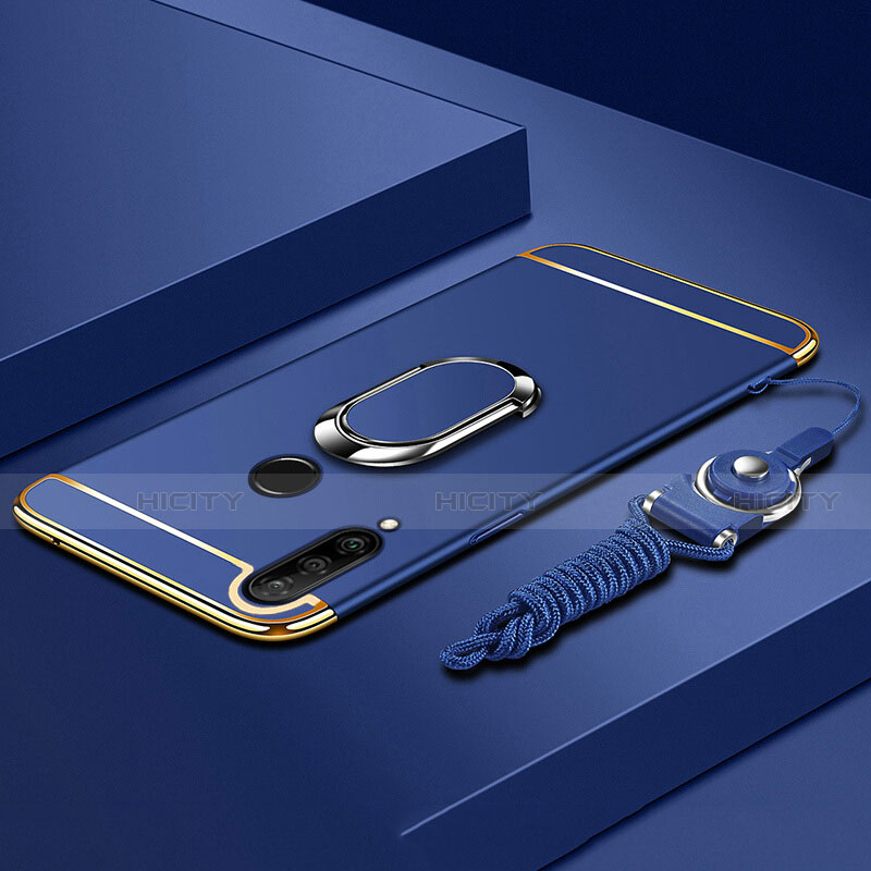 Coque Bumper Luxe Metal et Plastique Etui Housse avec Support Bague Anneau T01 pour Huawei Nova 4e Bleu Plus