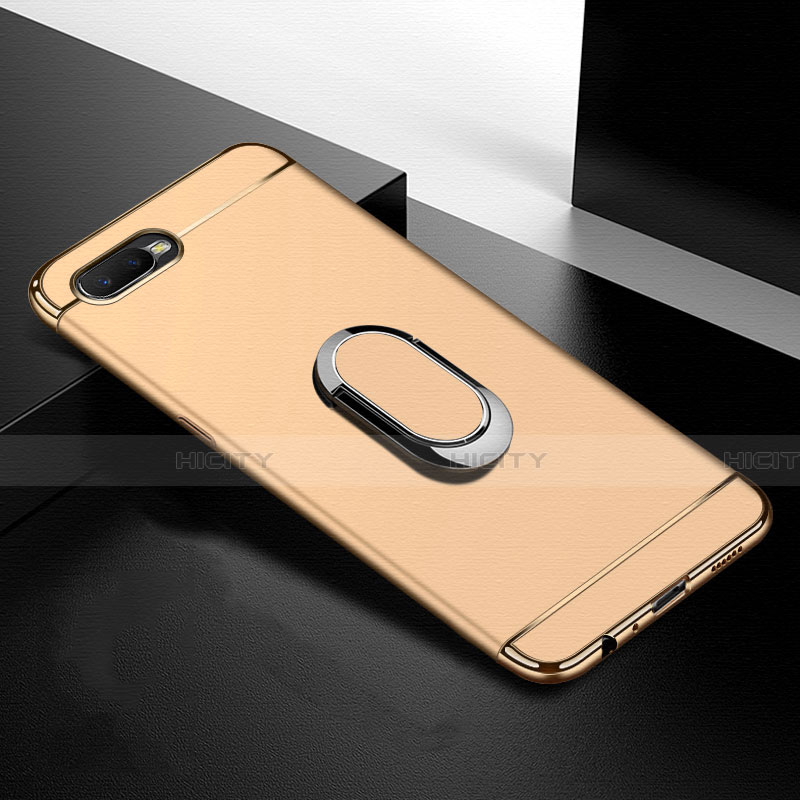 Coque Bumper Luxe Metal et Plastique Etui Housse avec Support Bague Anneau T01 pour Oppo K1 Or Plus