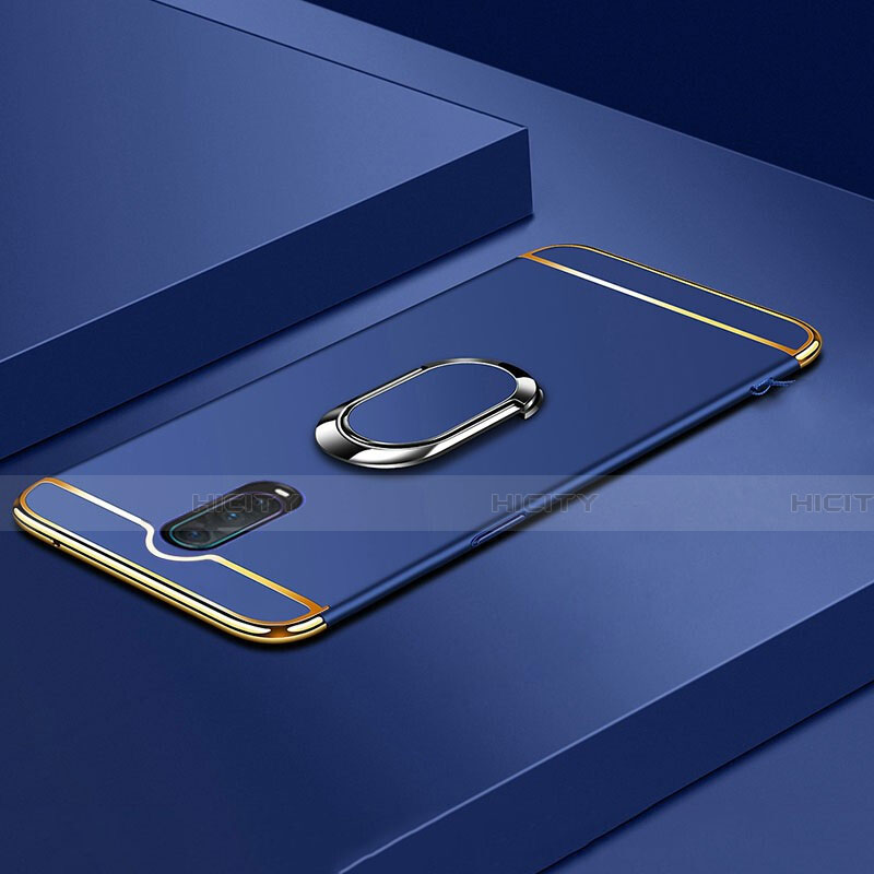 Coque Bumper Luxe Metal et Plastique Etui Housse avec Support Bague Anneau T01 pour Oppo R17 Pro Bleu Plus