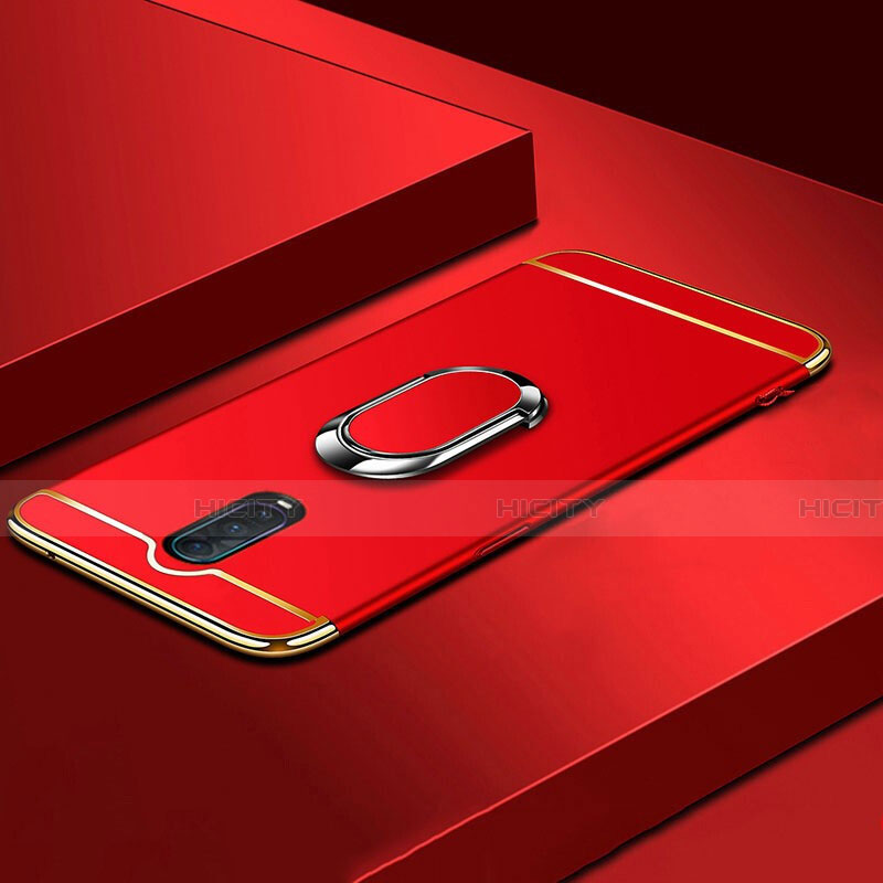 Coque Bumper Luxe Metal et Plastique Etui Housse avec Support Bague Anneau T01 pour Oppo R17 Pro Rouge Plus