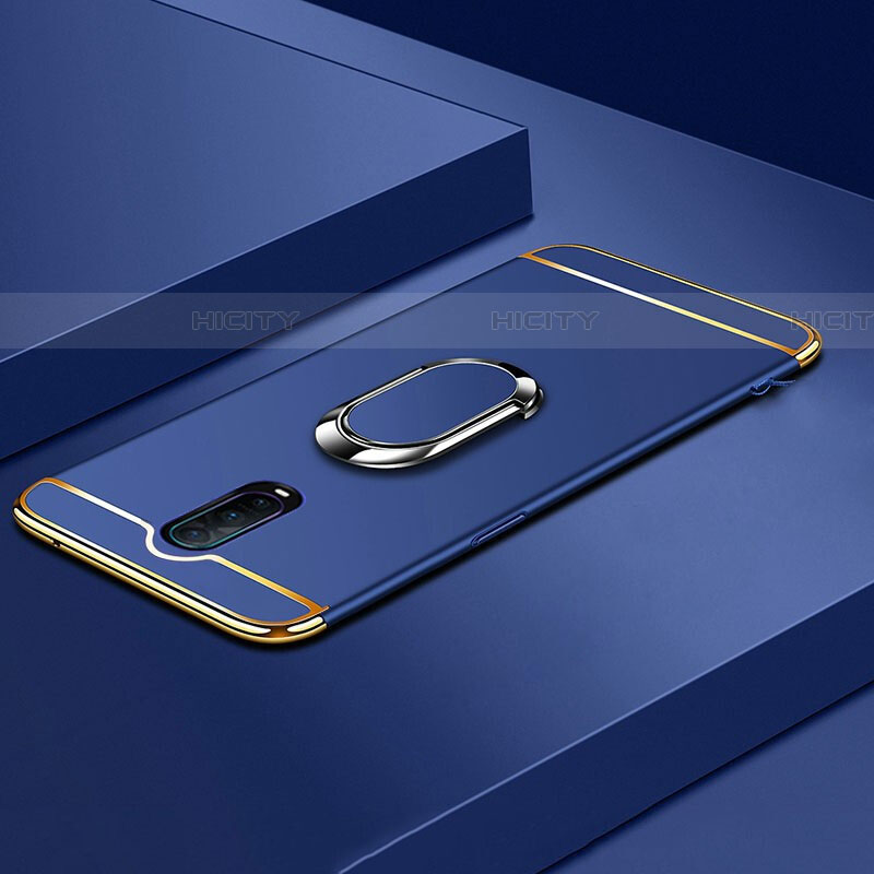 Coque Bumper Luxe Metal et Plastique Etui Housse avec Support Bague Anneau T01 pour Oppo RX17 Pro Bleu Plus