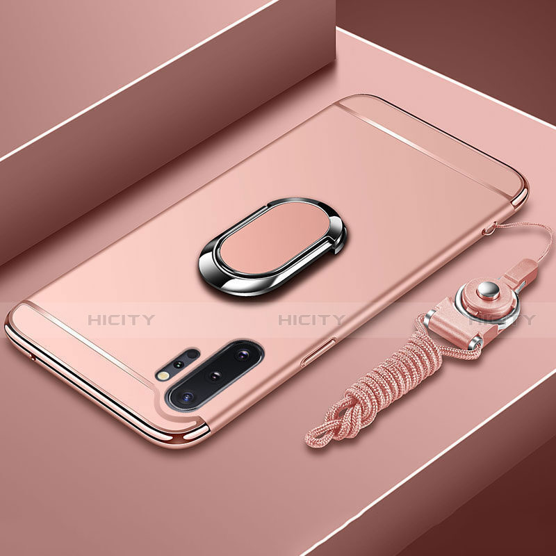 Coque Bumper Luxe Metal et Plastique Etui Housse avec Support Bague Anneau T01 pour Samsung Galaxy Note 10 Plus 5G Or Rose Plus