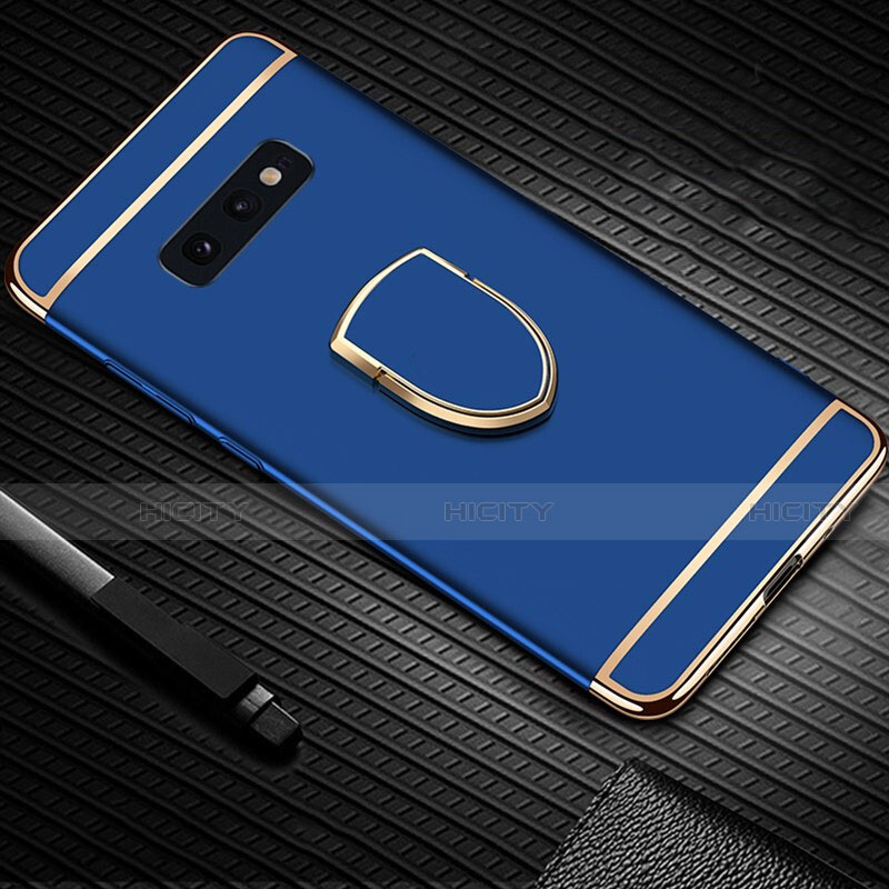 Coque Bumper Luxe Metal et Plastique Etui Housse avec Support Bague Anneau T01 pour Samsung Galaxy S10e Bleu Plus