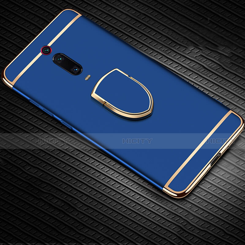 Coque Bumper Luxe Metal et Plastique Etui Housse avec Support Bague Anneau T01 pour Xiaomi Mi 9T Bleu Plus