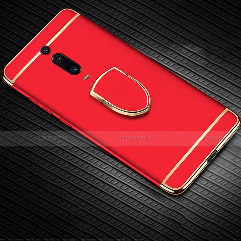 Coque Bumper Luxe Metal et Plastique Etui Housse avec Support Bague Anneau T01 pour Xiaomi Mi 9T Rouge Plus