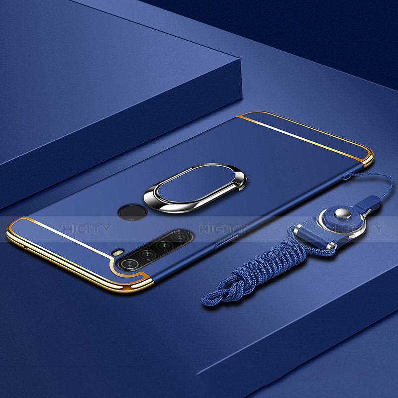 Coque Bumper Luxe Metal et Plastique Etui Housse avec Support Bague Anneau T01 pour Xiaomi Redmi Note 8T Bleu Plus