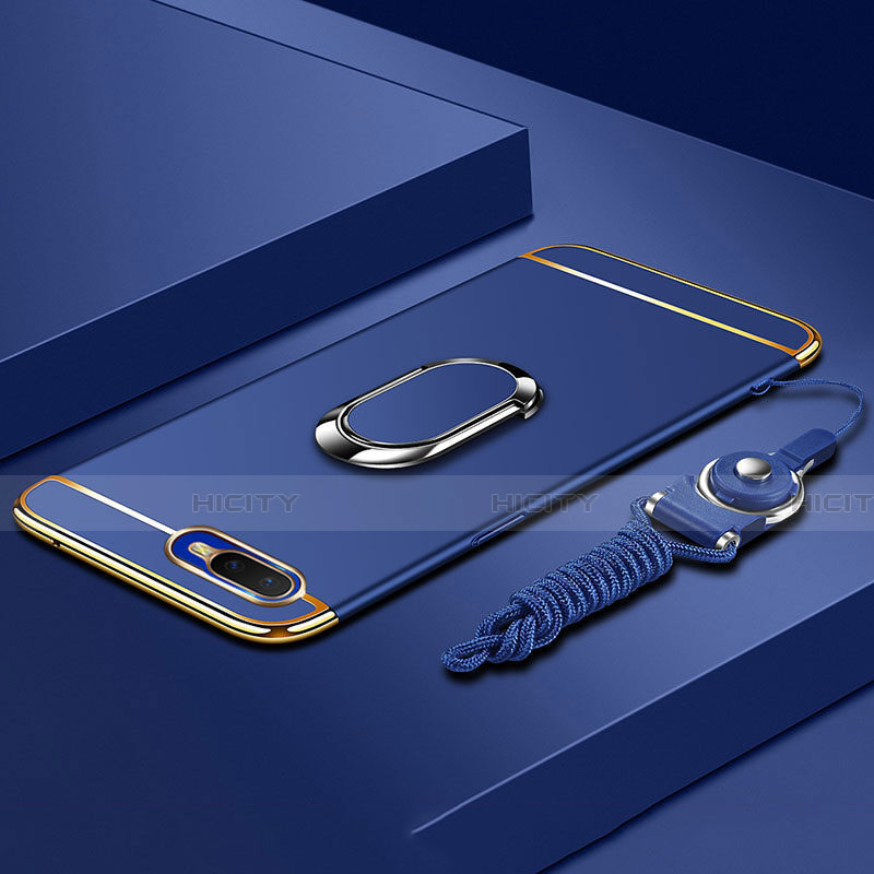 Coque Bumper Luxe Metal et Plastique Etui Housse avec Support Bague Anneau T02 pour Oppo R15X Bleu Plus