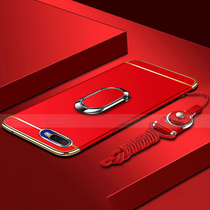 Coque Bumper Luxe Metal et Plastique Etui Housse avec Support Bague Anneau T02 pour Oppo R15X Rouge Plus