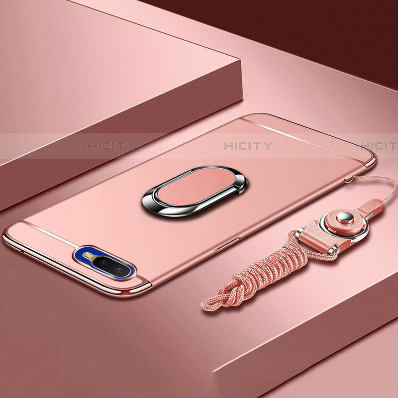 Coque Bumper Luxe Metal et Plastique Etui Housse avec Support Bague Anneau T02 pour Oppo RX17 Neo Or Rose Plus