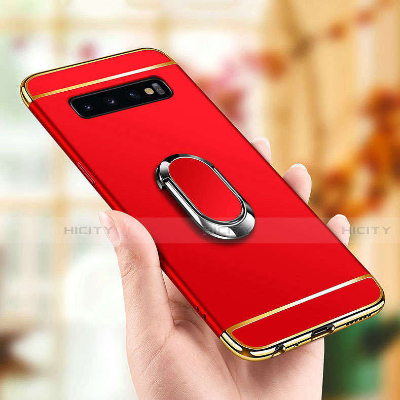 Coque Bumper Luxe Metal et Plastique Etui Housse avec Support Bague Anneau T02 pour Samsung Galaxy S10 Plus Plus