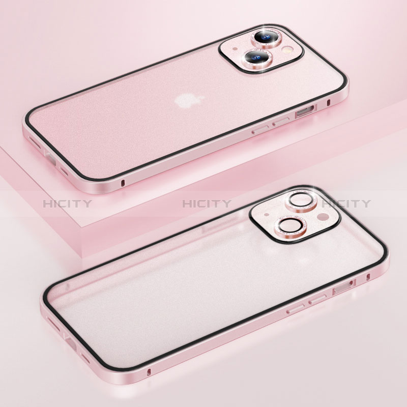 Coque Bumper Luxe Metal et Plastique Etui Housse Bling-Bling LF1 pour Apple iPhone 13 Or Rose Plus