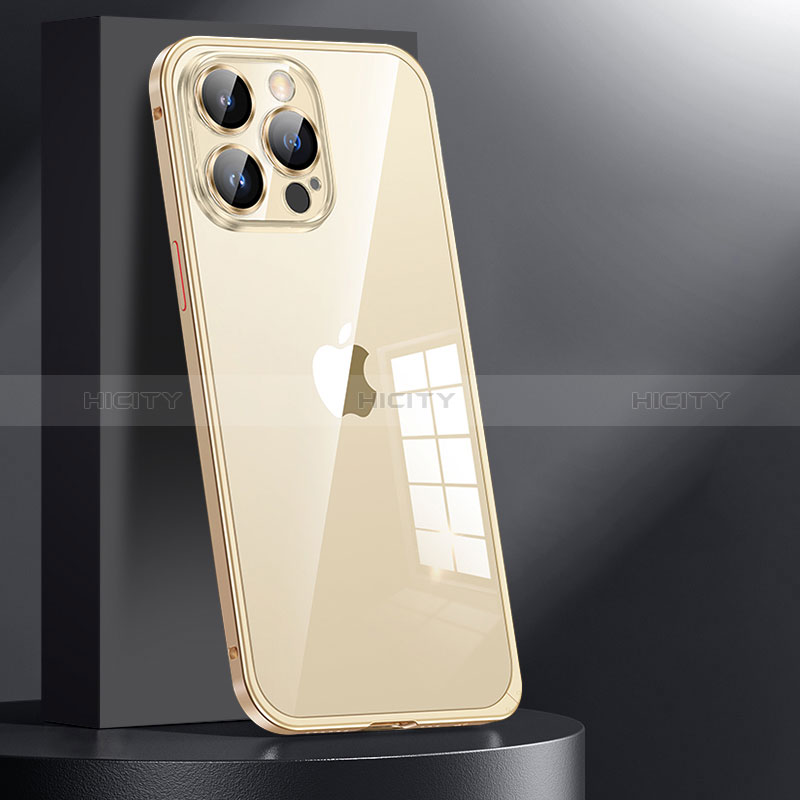 Coque Bumper Luxe Metal et Plastique Etui Housse JL1 pour Apple iPhone 13 Pro Max Or Plus