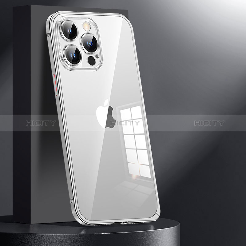 Coque Bumper Luxe Metal et Plastique Etui Housse JL1 pour Apple iPhone 14 Pro Max Argent Plus