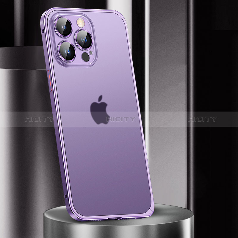 Coque Bumper Luxe Metal et Plastique Etui Housse JL2 pour Apple iPhone 14 Pro Max Violet Plus