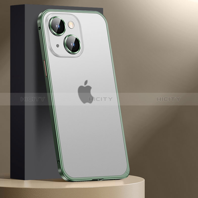 Coque Bumper Luxe Metal et Plastique Etui Housse JL2 pour Apple iPhone 14 Vert Plus