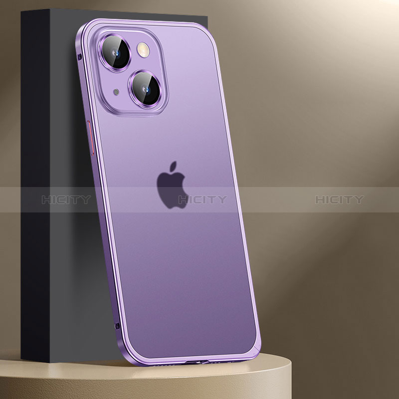 Coque Bumper Luxe Metal et Plastique Etui Housse JL2 pour Apple iPhone 14 Violet Plus