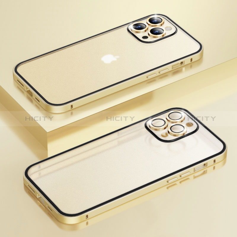 Coque Bumper Luxe Metal et Plastique Etui Housse LF3 pour Apple iPhone 13 Pro Or Plus