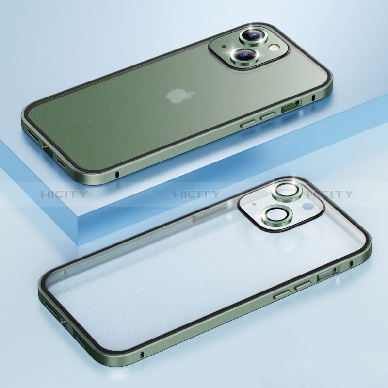 Coque Bumper Luxe Metal et Plastique Etui Housse LF3 pour Apple iPhone 13 Vert Plus