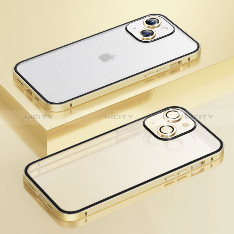 Coque Bumper Luxe Metal et Plastique Etui Housse LF3 pour Apple iPhone 14 Or Plus