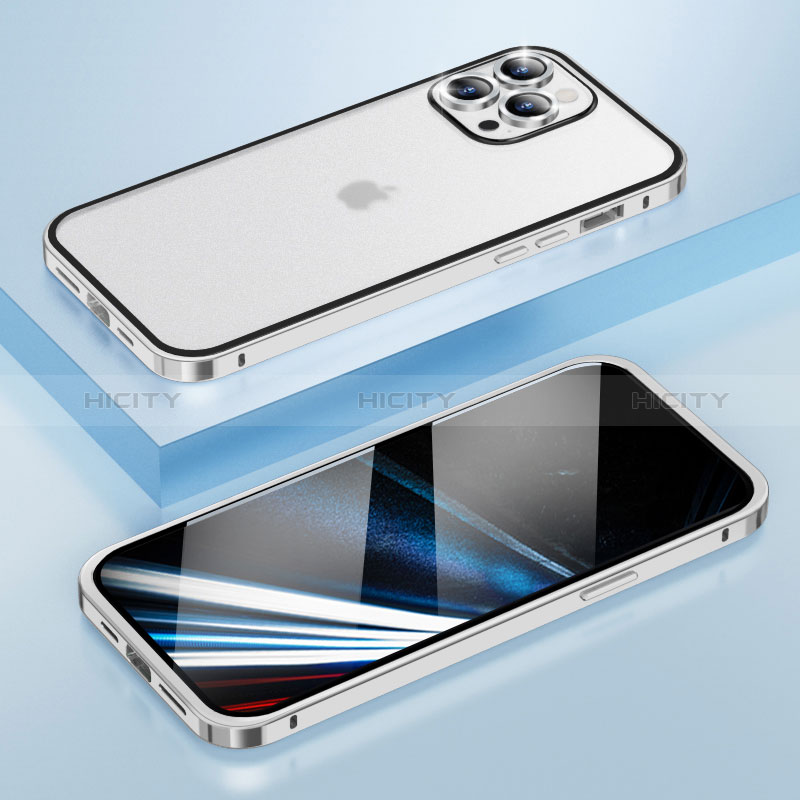 Coque Bumper Luxe Metal et Plastique Etui Housse LF4 pour Apple iPhone 13 Pro Max Argent Plus