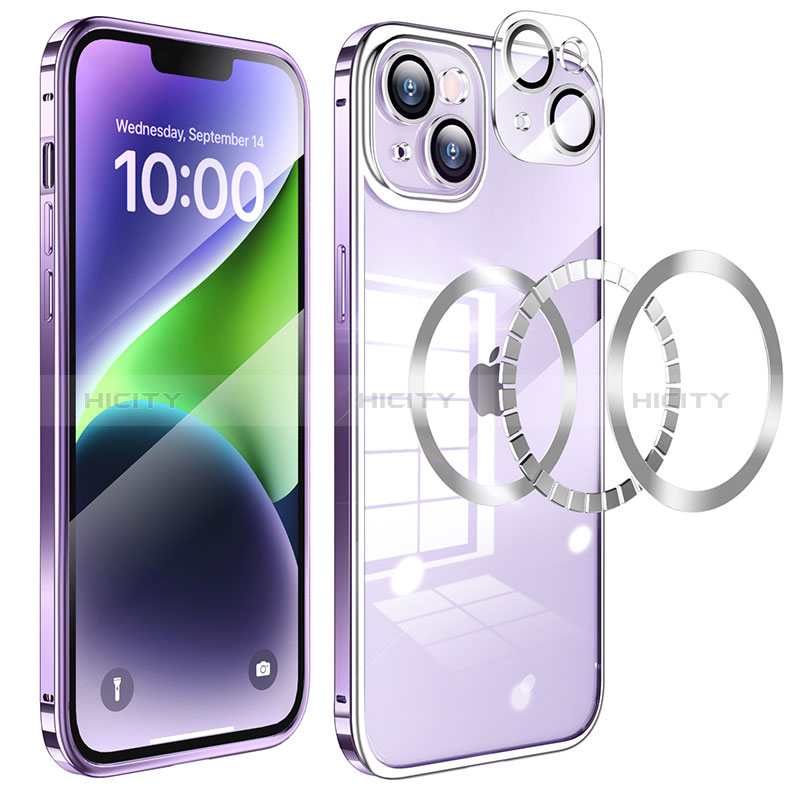 Coque Bumper Luxe Metal et Plastique Etui Housse LF5 pour Apple iPhone 14 Plus Violet Plus